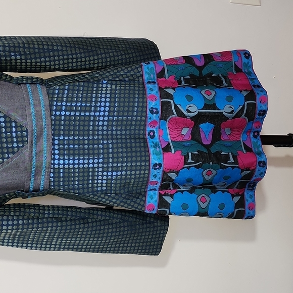 Custo Barcelona Retro Colorblock Button Down Mid Length Blazer Jacket Size 38=S - Picture 7 of 9